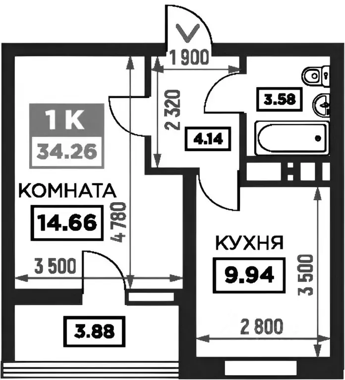 1-к кв. Краснодарский край, Краснодар Воронежская ул., 47Д (35.0 м) - Фото 1