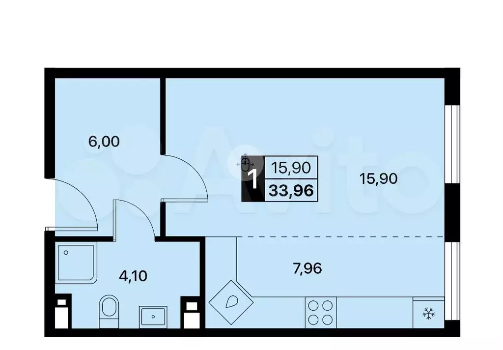 Квартира-студия, 34 м, 2/16 эт. - Фото 0