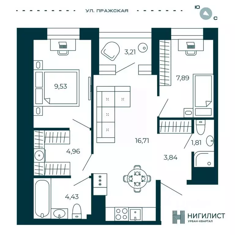 Квартира, 2 комнаты, 50.78 м - Фото 1