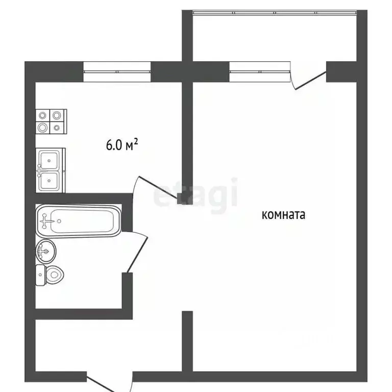1-к кв. Нижегородская область, Выкса ул. Красные зори, 25 (30.6 м) - Фото 2