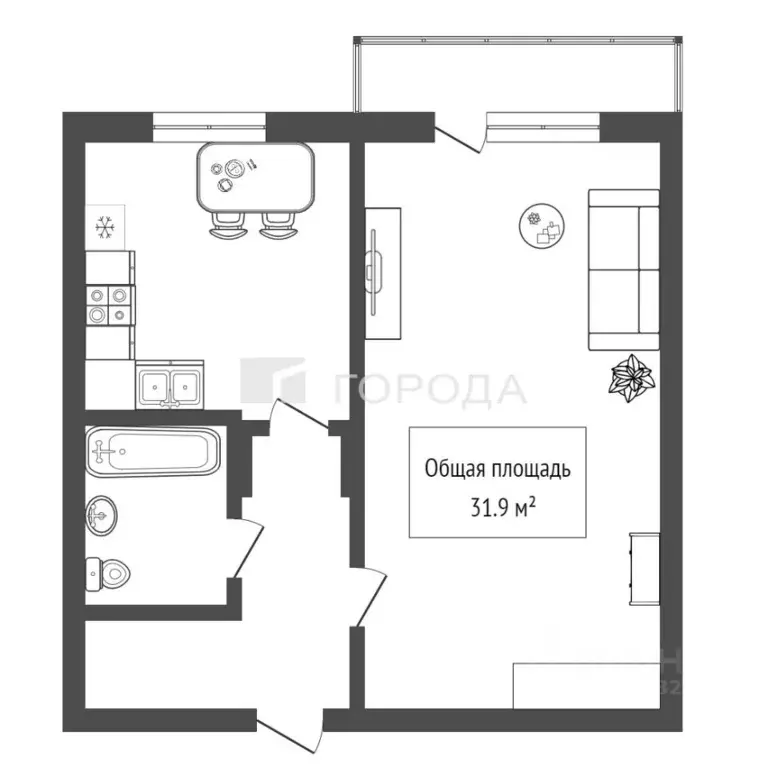 1-к кв. Новосибирская область, Бердск ул. Ленина, 11 (31.9 м) - Фото 2