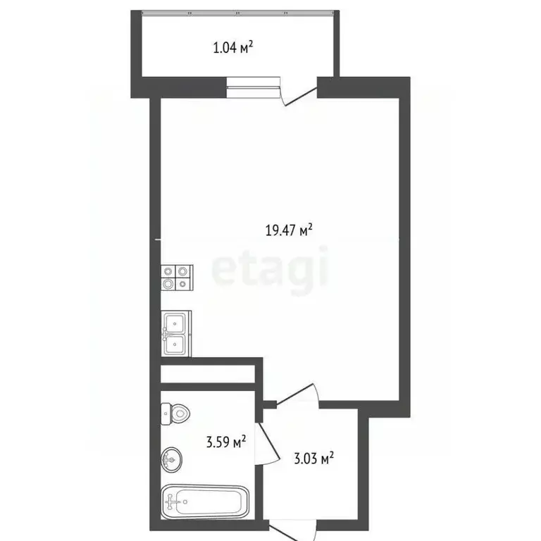 Студия Ярославская область, Ярославль ул. Пашуковская, 9к2 (27.13 м) - Фото 2