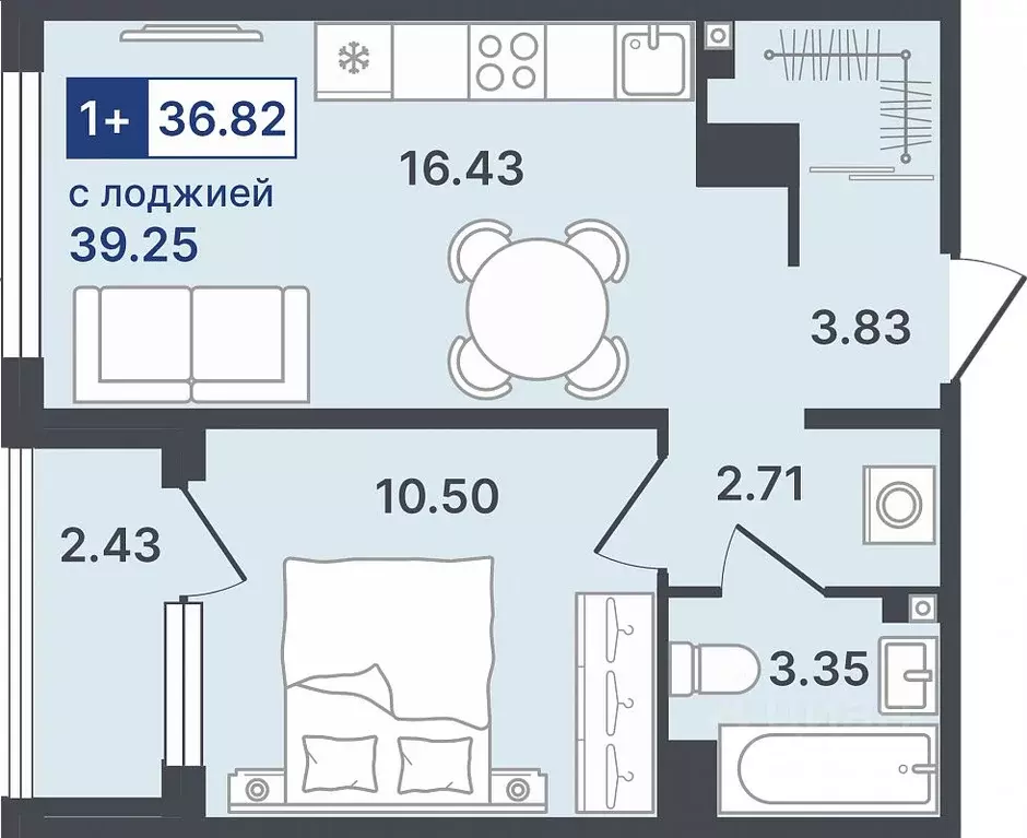 1-к кв. Тюменская область, Тюмень ул. Алексея Сергиенко, 1 (36.82 м) - Фото 1