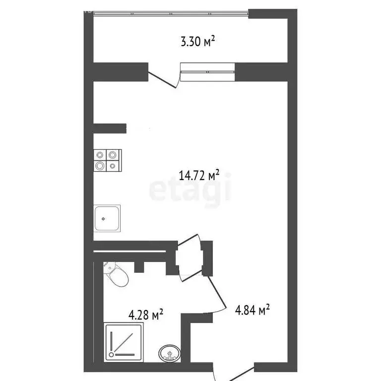 Квартира-студия: Тюмень, Олимпийская улица, 12А (16.5 м) - Фото 0