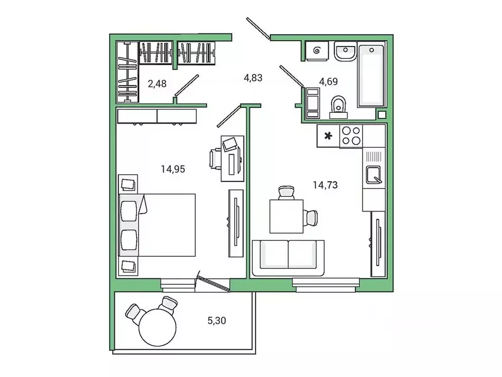1-к кв. Ленинградская область, Гатчина ул. Чехова, 39к2 (42.9 м) - Фото 1