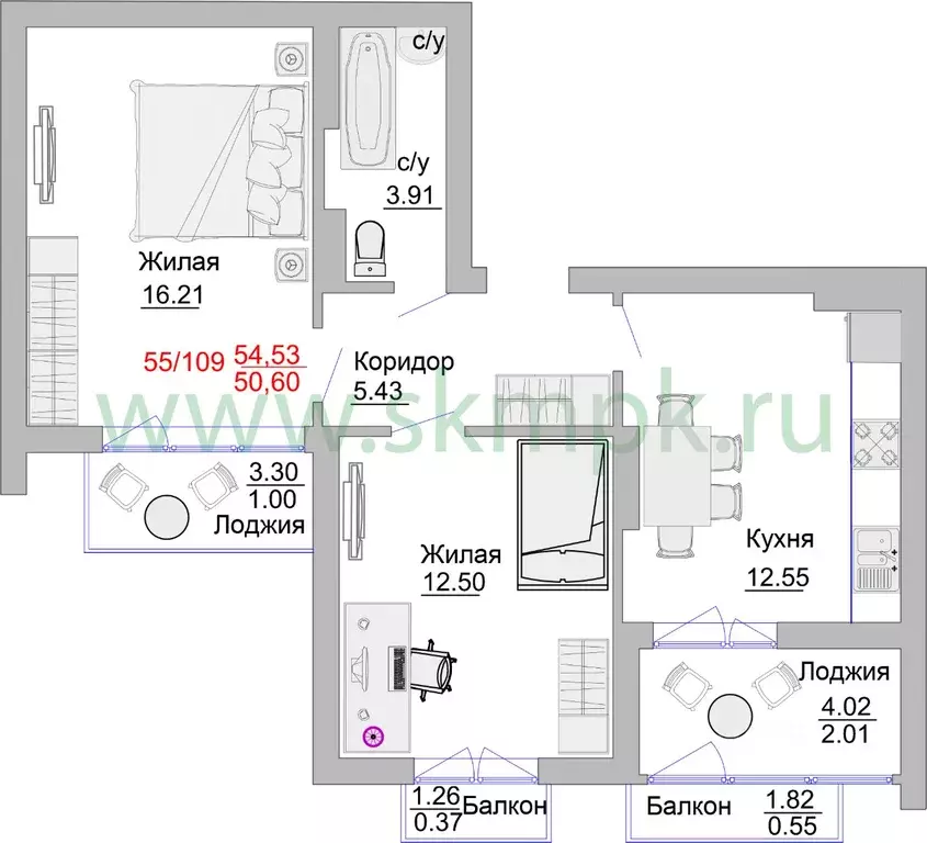 1-к кв. Калининградская область, Пионерский Портовая ул., 5 (60.0 м) - Фото 0