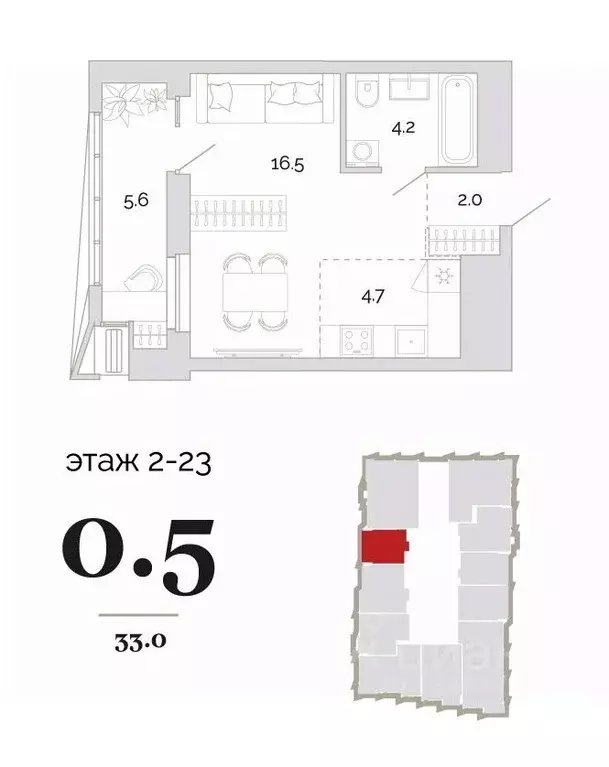 1-к кв. Пензенская область, Пенза Модернист жилой комплекс (33.0 м) - Фото 1