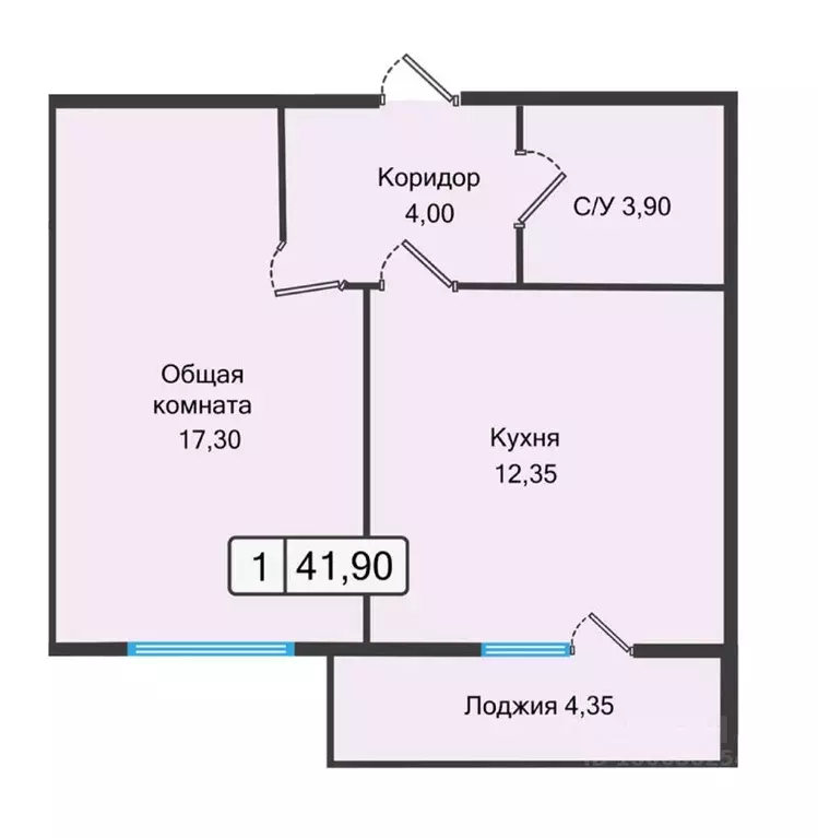 1-к кв. Ставропольский край, Невинномысск ул. Дунаевского, 11Е (41.9 ... - Фото 1