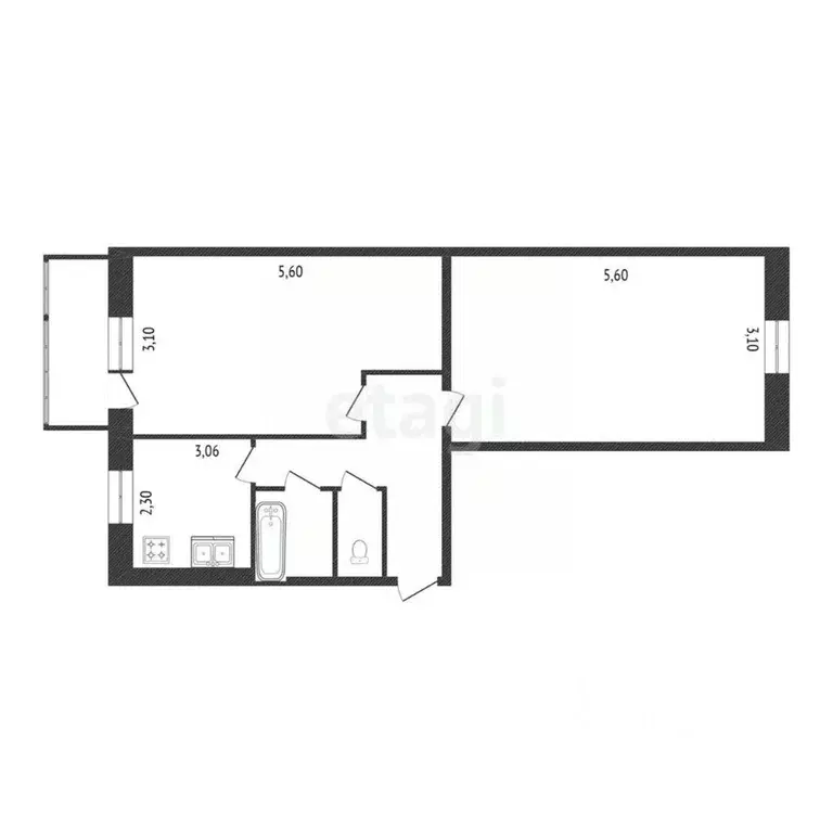 2-к кв. Ханты-Мансийский АО, Сургут ул. Республики, 86 (48.6 м) - Фото 1