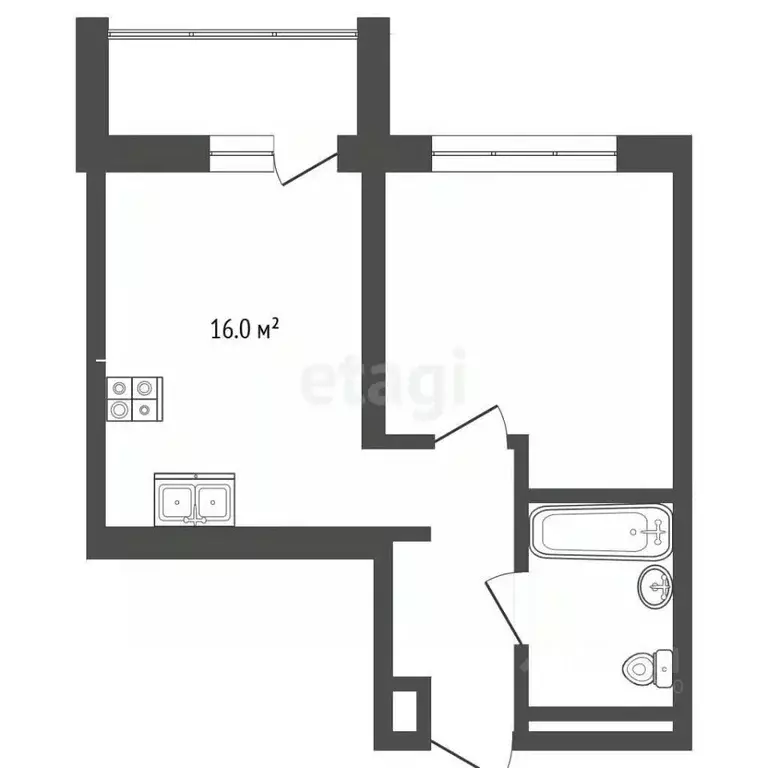 1-к кв. Тюменская область, Тюмень ул. Разведчика Кузнецова, 16 (39.2 ... - Фото 2