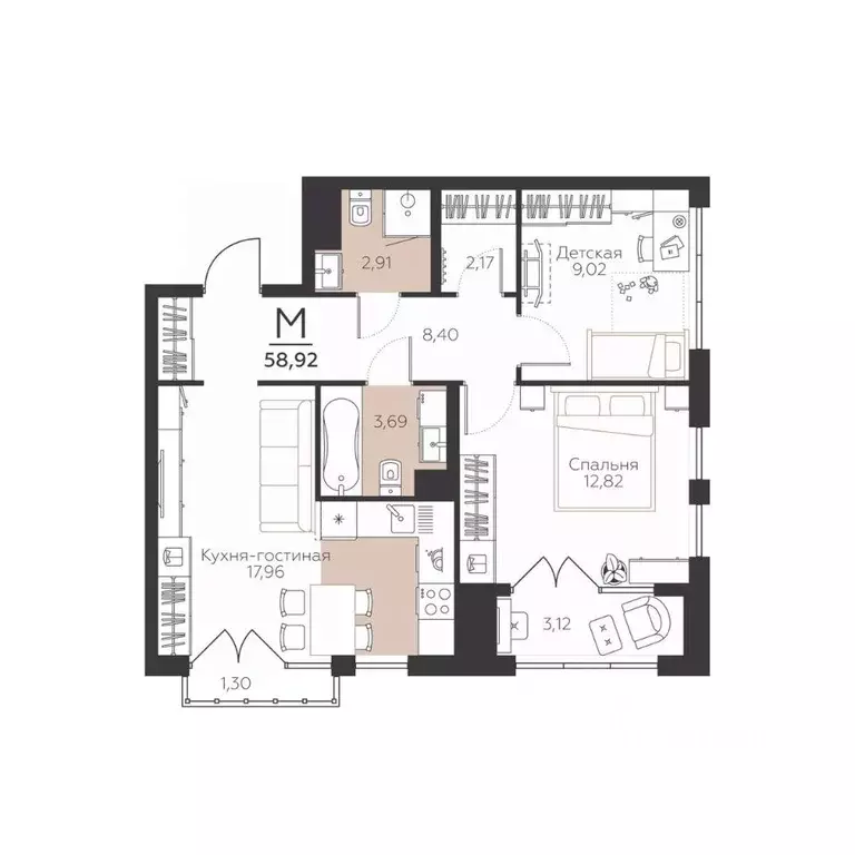 2-к кв. Тульская область, Тула городской округ, пос. Молодежный 10А ... - Фото 1