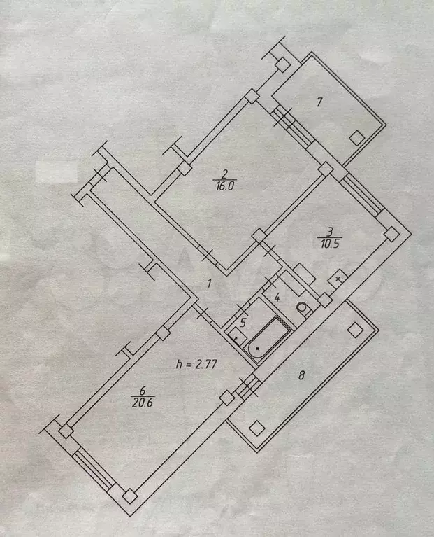 2-к. квартира, 63,2 м, 10/10 эт. - Фото 0