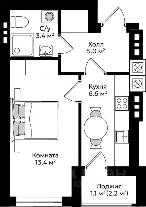1-к кв. Калининградская область, Гурьевск Пражский жилой комплекс ... - Фото 0