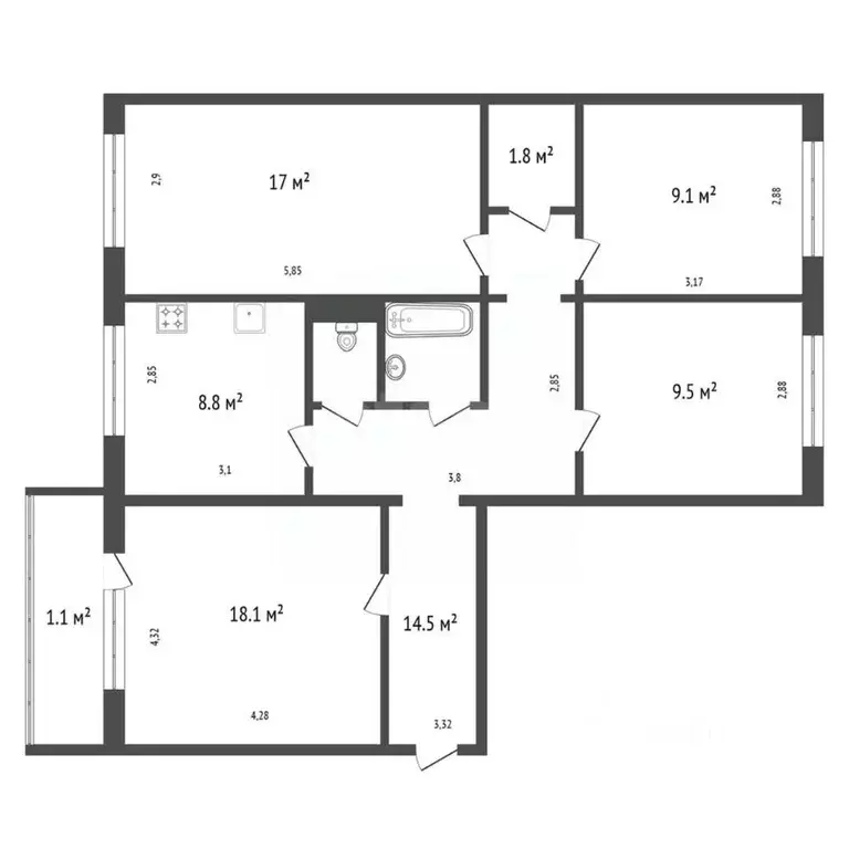 4-к кв. Красноярский край, Красноярск ул. Весны, 2 (81.9 м) - Фото 1