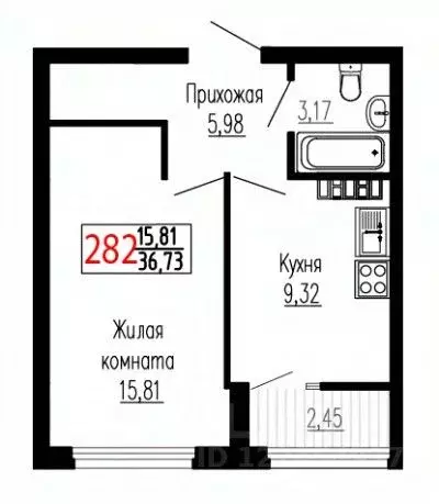 1-к кв. Свердловская область, Екатеринбург ул. Лыжников, 3 (36.5 м) - Фото 1