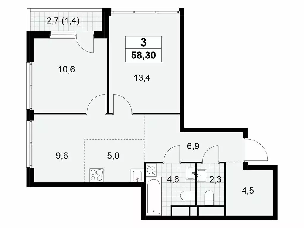 3-комнатная квартира: Москва, Бартеневская улица, 18к1 (58.3 м) - Фото 1