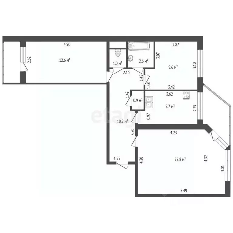 3-к кв. Санкт-Петербург Ленинский просп., 147 (68.4 м) - Фото 2