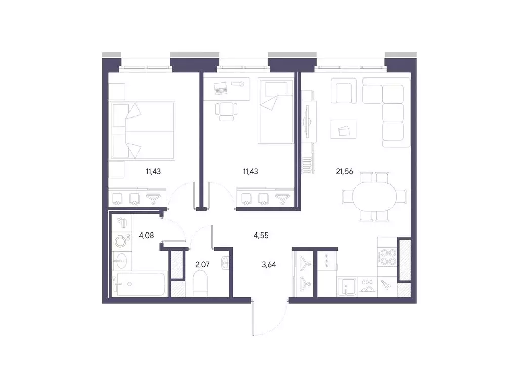 2-комнатная квартира: Санкт-Петербург, набережная Чёрной речки, 35 ... - Фото 1