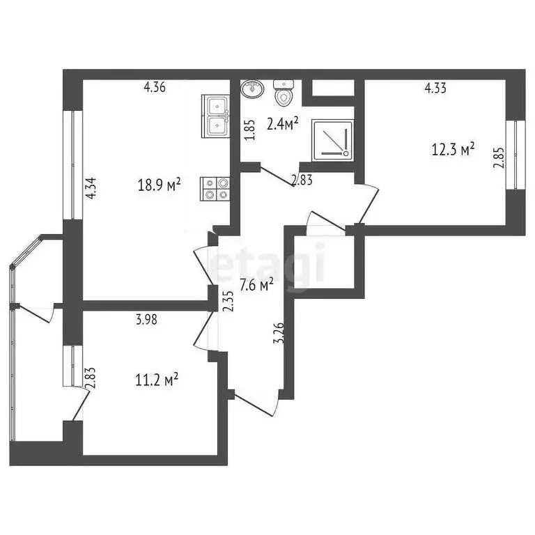 2-комнатная квартира: Московский, улица Бианки, 5к1 (58.3 м) - Фото 0