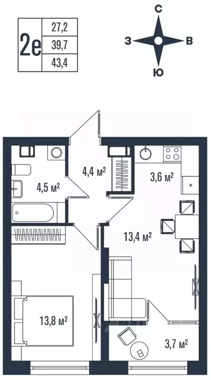 2-к кв. Приморский край, Владивосток ул. Тухачевского, 33к2 (43.4 м) - Фото 1