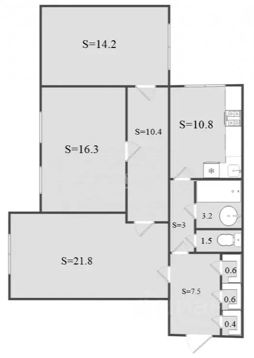 Комната Санкт-Петербург ул. Шевченко, 23к1 (30.5 м) - Фото 1