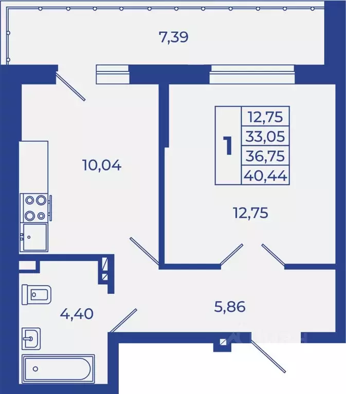 1-к кв. Ростовская область, Новочеркасск  (40.44 м) - Фото 0