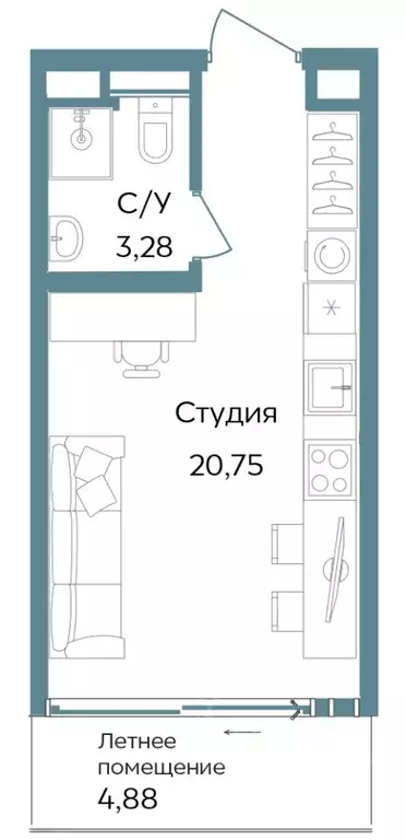 Студия Крым, Саки ул. Морская (28.91 м) - Фото 0