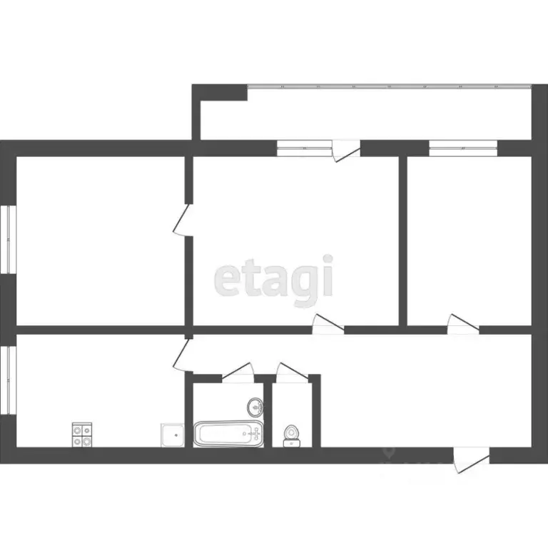 3-к кв. Тюменская область, Тюмень ул. Монтажников, 18 (62.4 м) - Фото 2