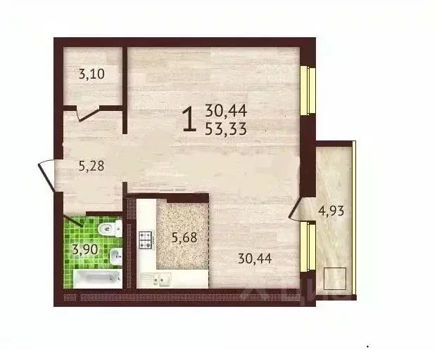 1-к кв. Башкортостан, Уфа ул. Бориса Домашникова, 22 (48.9 м) - Фото 1