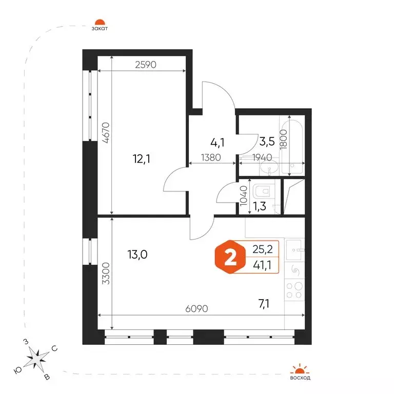 2-комнатная квартира: посёлок городского типа Некрасовский, Заводская ... - Фото 1