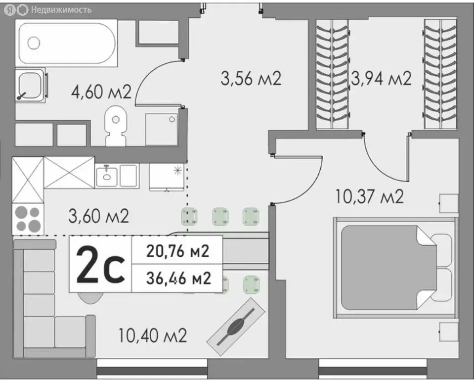 2-комнатная квартира: Оренбург, Яицкая улица, 11 (36.46 м) - Фото 1
