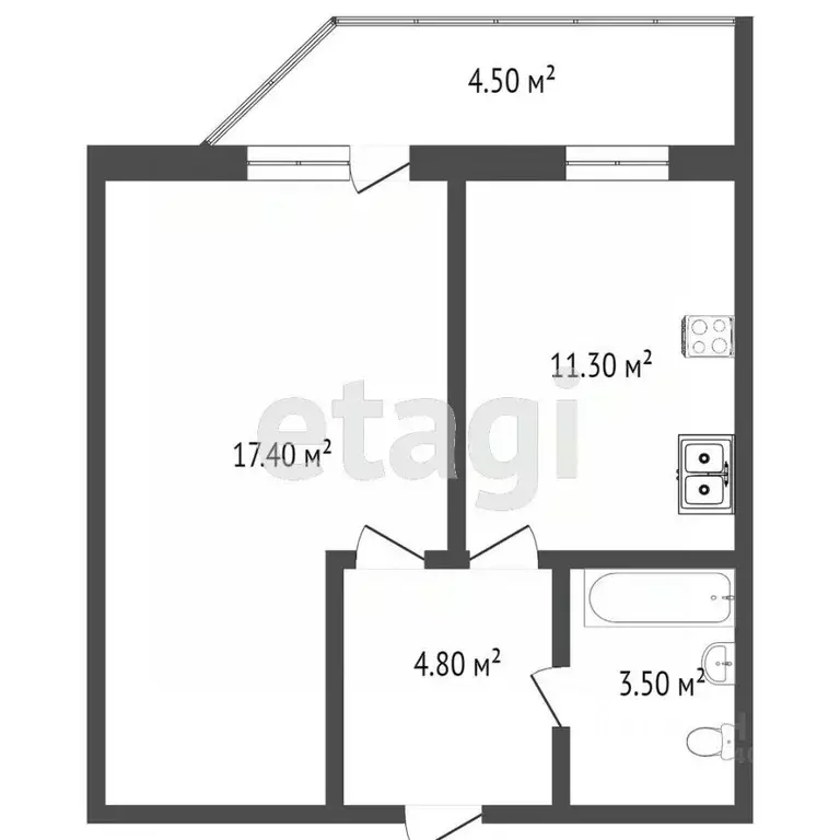 1-к кв. Тюменская область, Тюмень ул. Карла Маркса, 8 (37.1 м) - Фото 2