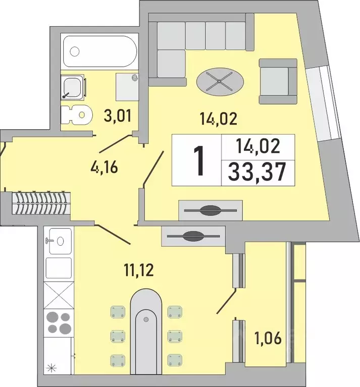 1-к кв. Башкортостан, Уфа Бакалинская ул., 9/1 (33.37 м) - Фото 1