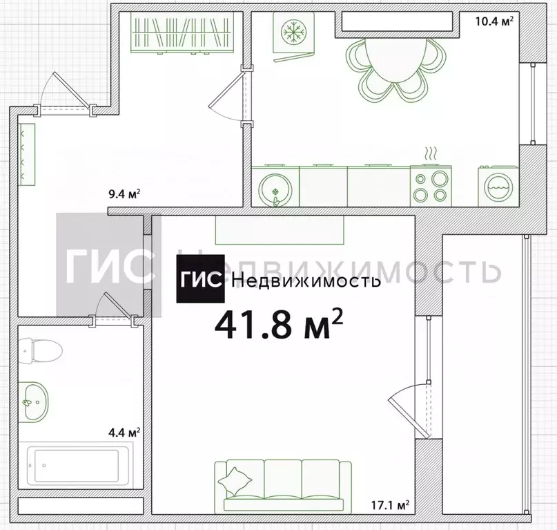 1-к кв. Новосибирская область, Новосибирск ул. Николая Сотникова, 36 ... - Фото 1