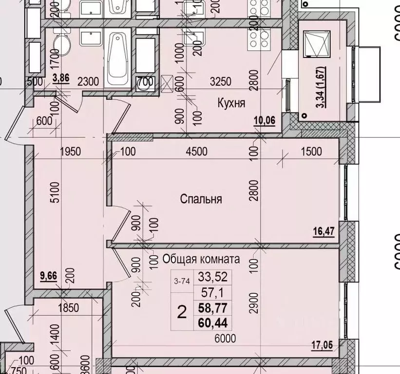 2-к кв. Саха (Якутия), Якутск ул. Чкалова (58.77 м) - Фото 0