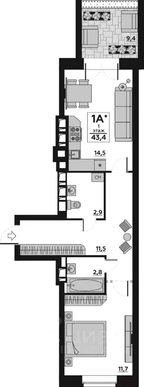 1-к кв. Волгоградская область, Волгоград пос. Ангарский, ул. ... - Фото 1
