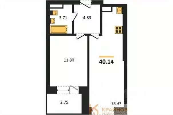 1-к кв. Воронежская область, Воронеж Транспортная ул., 58 (40.14 м) - Фото 0