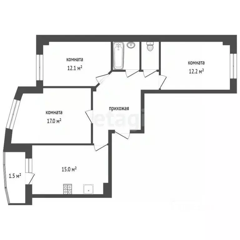 3-к кв. Псковская область, Псковский район, Завеличенская волость, д. ... - Фото 2