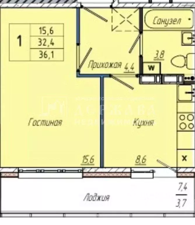 1-к кв. Кемеровская область, Кемерово ул. 2-я Заречная, 18 (36.1 м) - Фото 2
