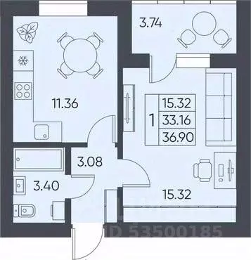 1-к кв. Саратовская область, Татищево рп  (36.9 м) - Фото 0