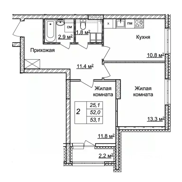 2-к кв. Нижегородская область, Нижний Новгород Кузнечиха Город жилой ... - Фото 1