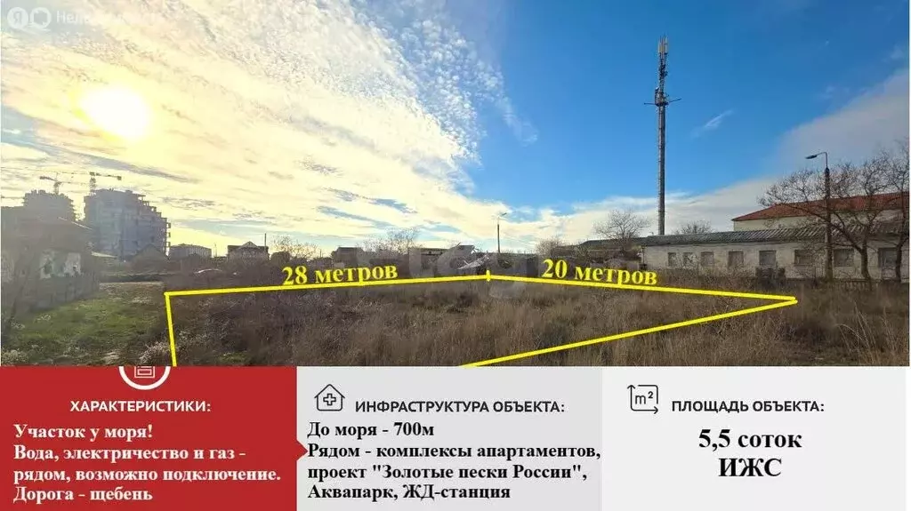 Участок в Прибрежное, Приозёрная улица (5.5 м) - Фото 1