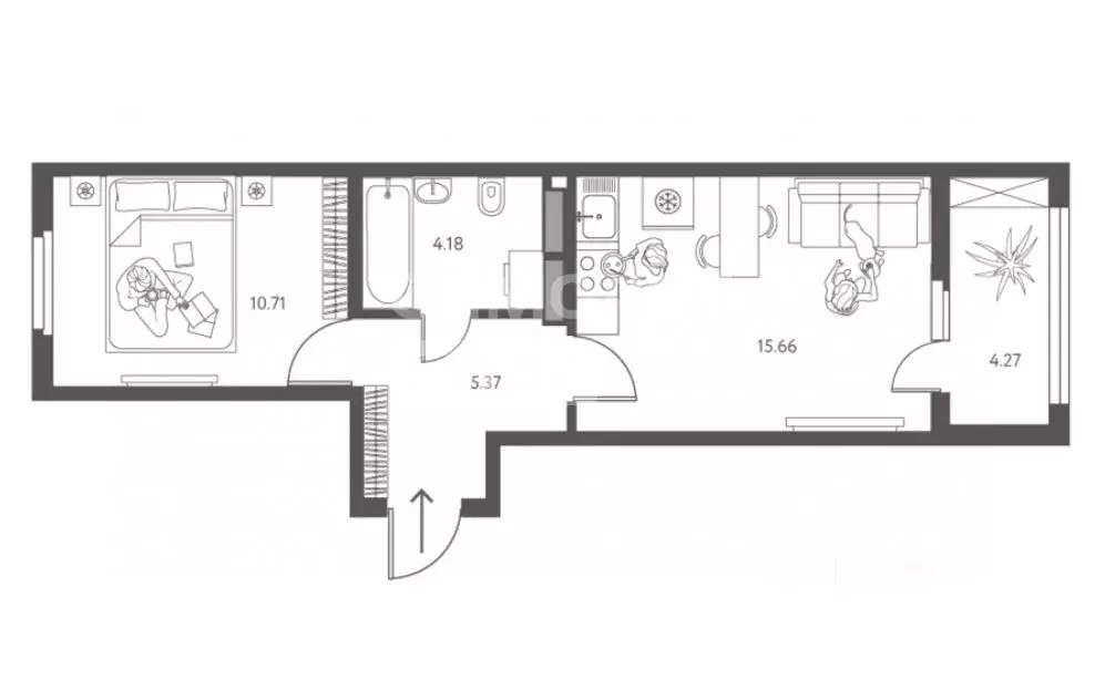 1-к кв. Липецкая область, Липецк ул. Перова, 2Д (38.0 м) - Фото 1