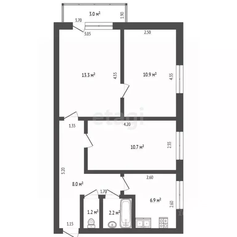 3-к кв. Саха (Якутия), Якутск ул. Лермонтова, 22 (53.2 м) - Фото 1