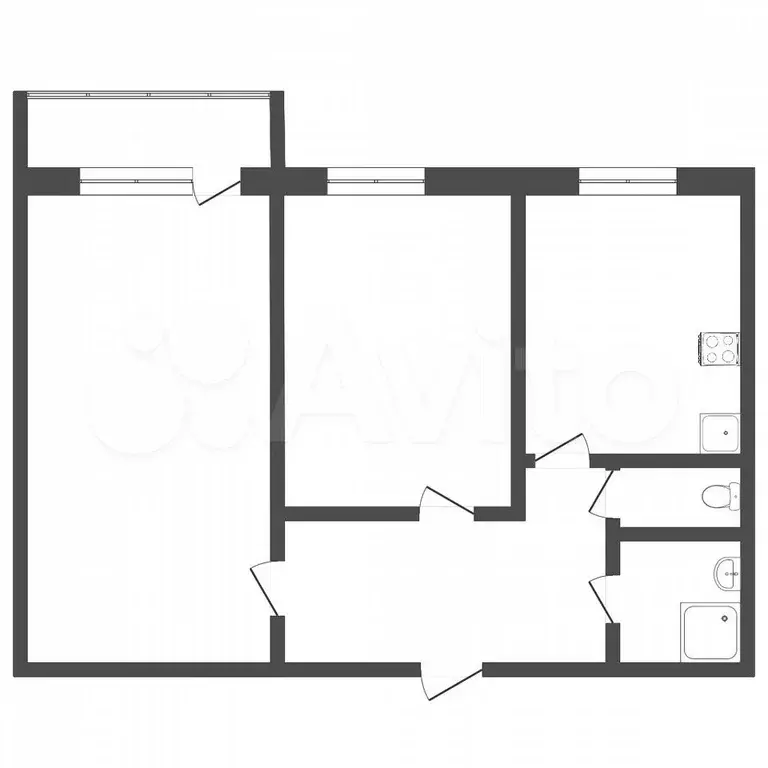 2-к. квартира, 49,5 м, 1/3 эт. - Фото 0