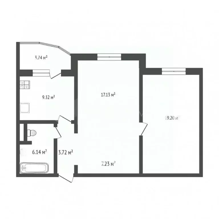 2-к кв. Тюменская область, Тюмень Кремлевская ул., 85к1 (62.5 м) - Фото 2