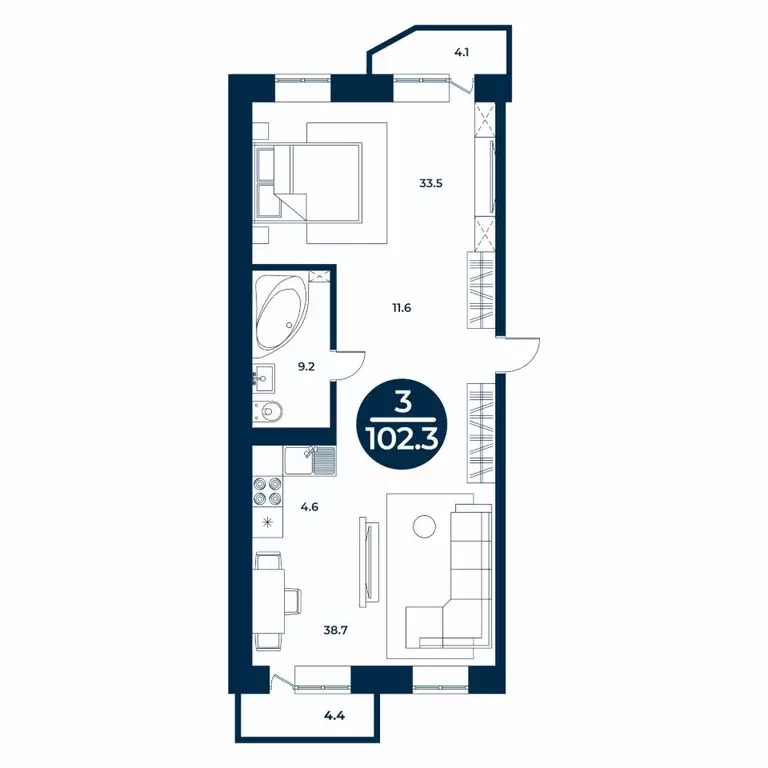 3-к кв. Хакасия, Абакан ул. Арбан, 22 (102.3 м) - Фото 1