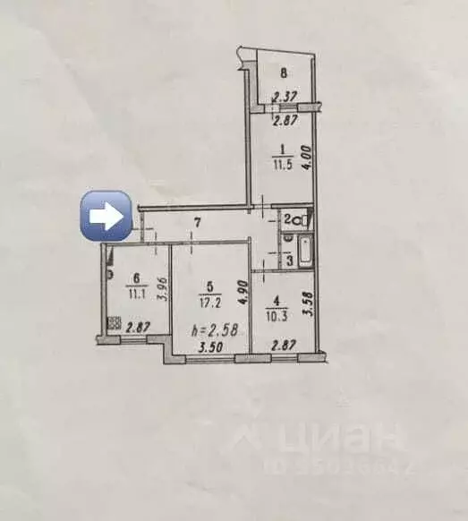 3-к кв. Омская область, Омск ул. Дмитриева, 5/4 (63.0 м) - Фото 2