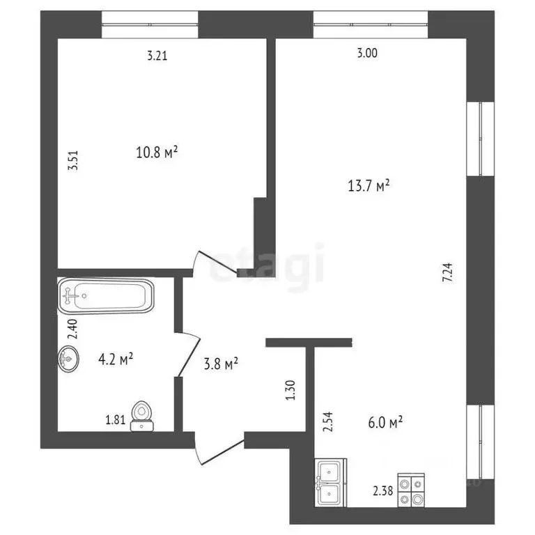 1-к кв. Тюменская область, Тюмень Новгородская ул., 22 (38.5 м) - Фото 1