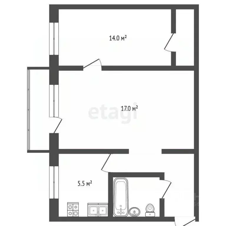 2-к кв. Псковская область, Псков Народная ул., 43 (44.2 м) - Фото 2